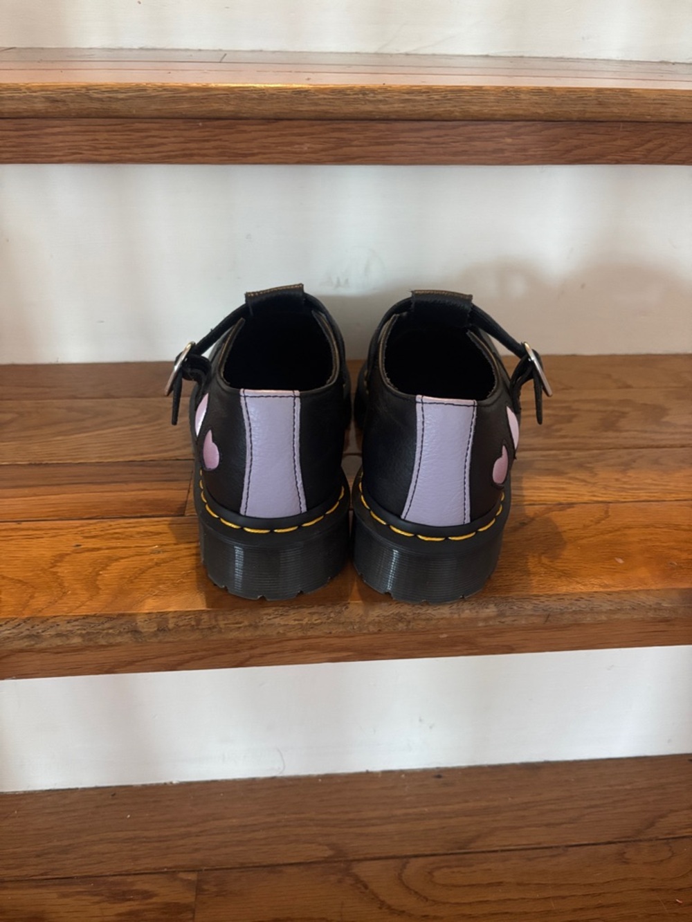 Dr. Martens Black Mary Jane Shoes with Pink Heart Accents - Picture 3 of 6